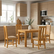 Set da pranzo 5 pz Beige Legno di Quercia Massello 3430336