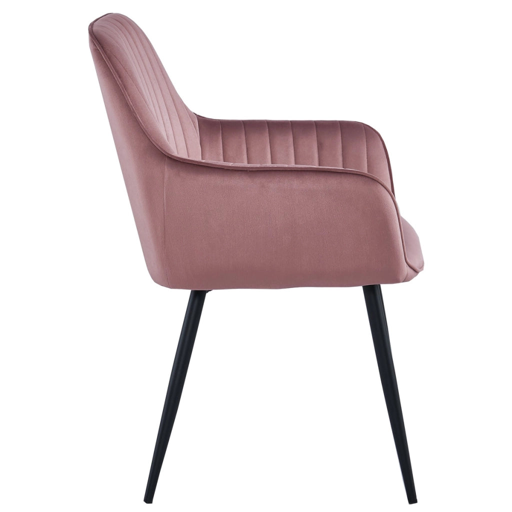 Set di 2 sedie Solden in velluto rosa con gambe nere