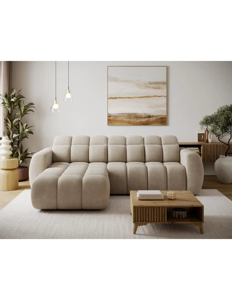 Divano ad angolo elettrico FANOTI 3 posti beige – angolo sinistro – versione 2