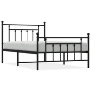 Letto singolo | Letto per adulti | Giroletto con Testiera e Pediera Metallo Nero 100x200 cm