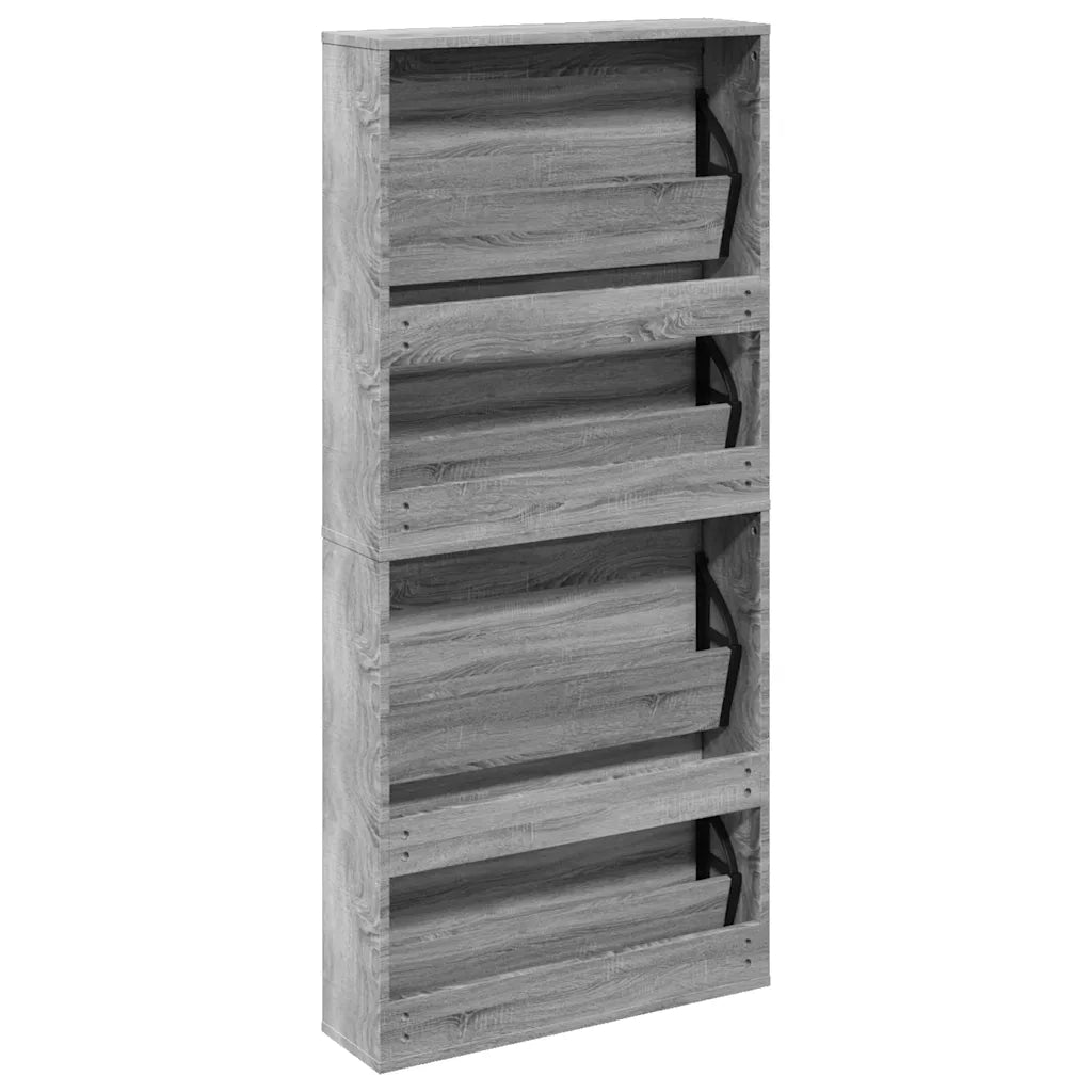 Scarpiera con Specchio a 4 Livelli Grigio Sonoma 63x17x134 cm 3228278