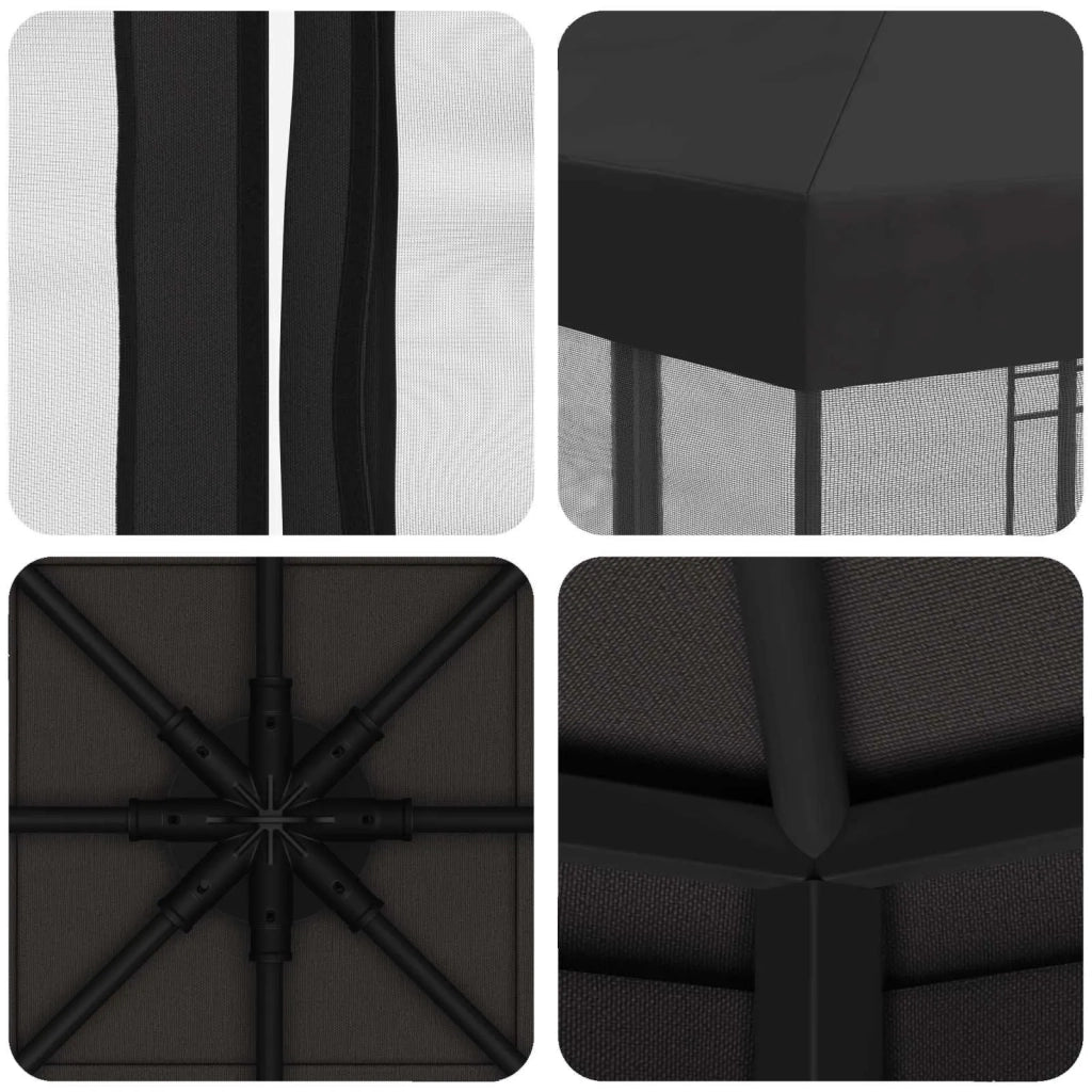 Gazebo da giardino con pareti laterali 3 x 3 m Antracite 900339