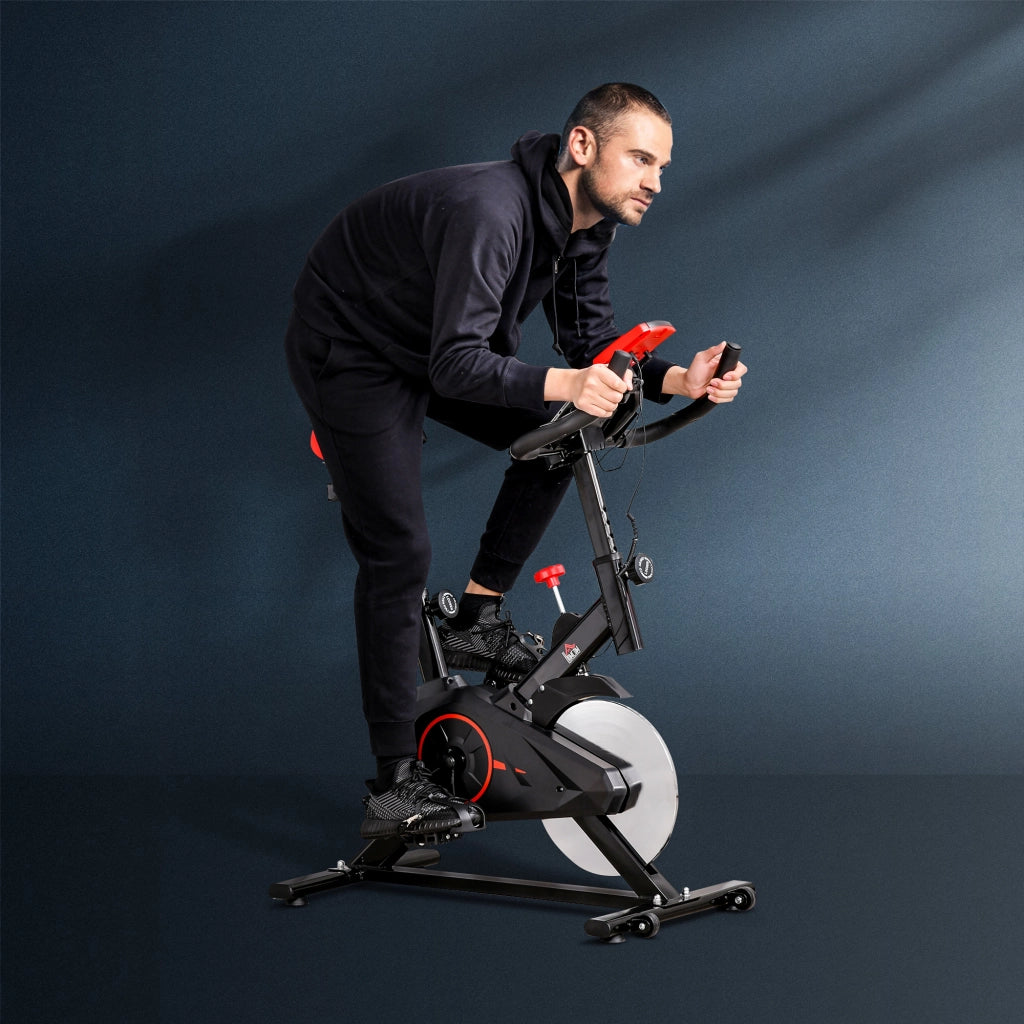 Cyclette da Interno con Display LCD Cardiofrequenzimetro Sella e Manubrio Regolabili Volano 6 kg ¨C Xylo ¨C Nero Rosso