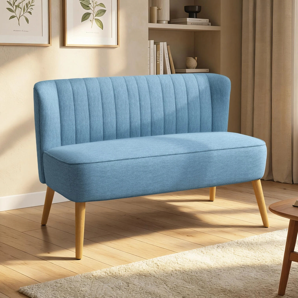 Divano 2 Posti ¨C Zephmum ¨C Tessuto Blu 117x56.5x77