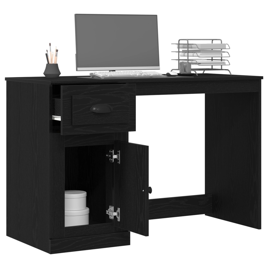 Scrivania con spazio di stoccaggio Rovere Nero 50x115x75 cm Legno ingegnerizzato