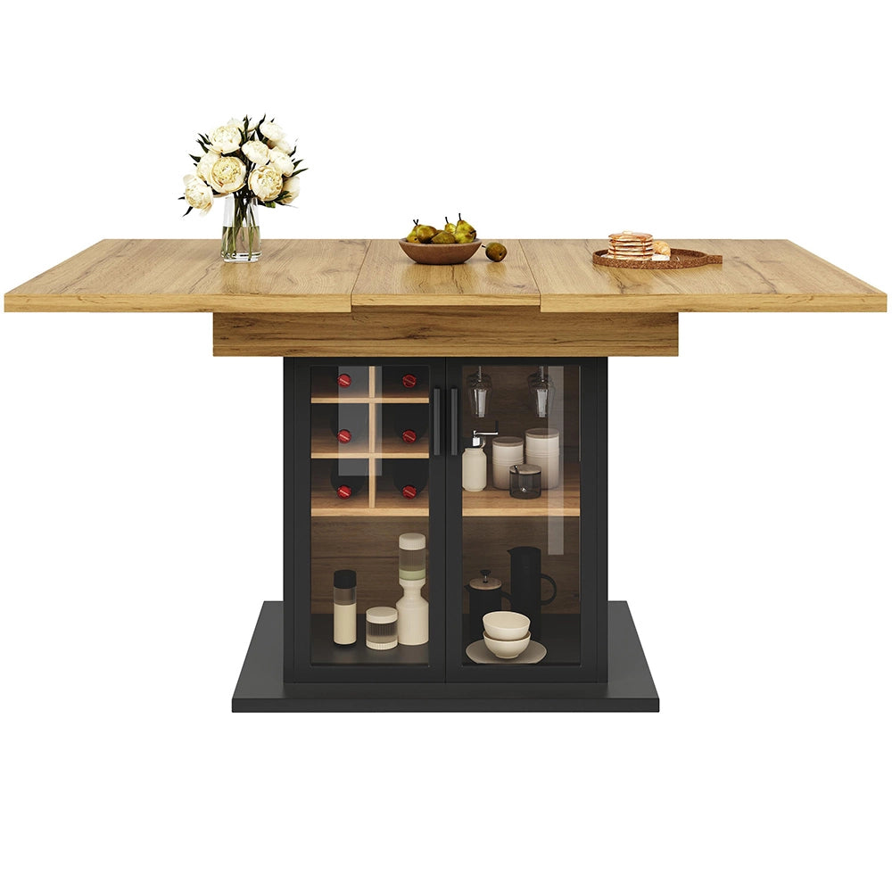 Tavolo estensibile - Xylo - 110-140x80cm con porta bottiglie vetro