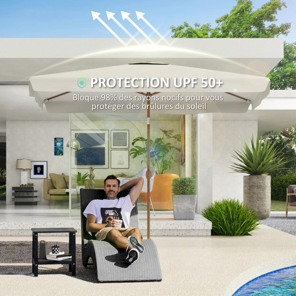 Ombrellone da giardino rettangolare pieghevole ¨C zephmum ¨C crema 200x300 cm alluminio