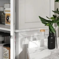 Mobile Cucina Alto con 6 Ripiani Regolabili e 2 Ante in Legno, 76x40.5x184 cm, Bianco