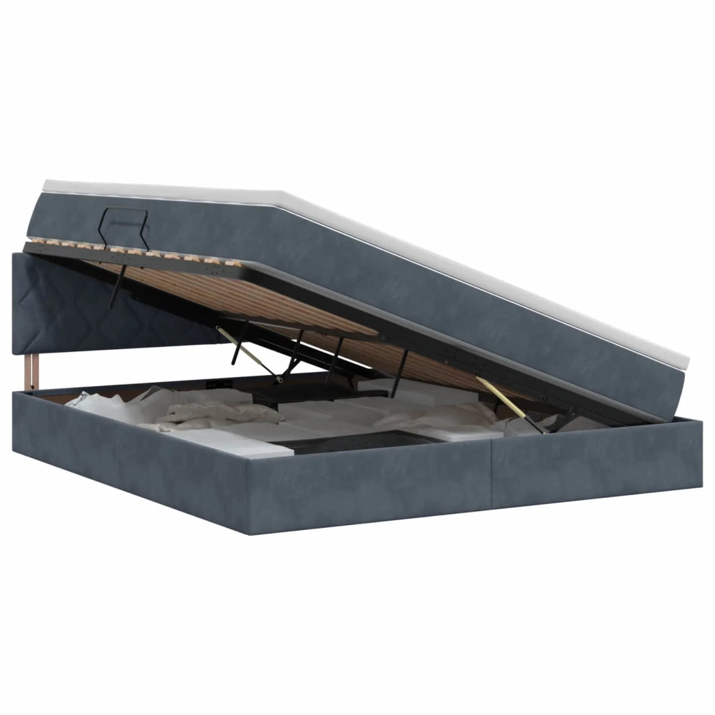 Letto con Contenitore Grigio Scuro 160 x 200 cm Velluto 3458878