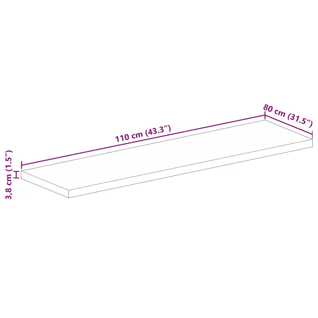 Piano Tavolo 110x80x3,8 cm Rettangolare Legno Massello Acacia 371006