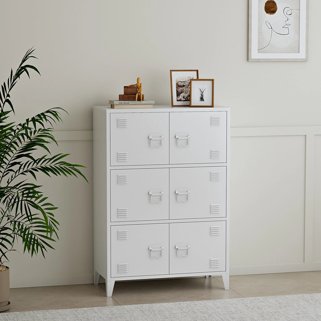 Armadio Hamina Mobile in Acciaio per Archivio 113 x 80 x 40 cm Bianco [en.casa]