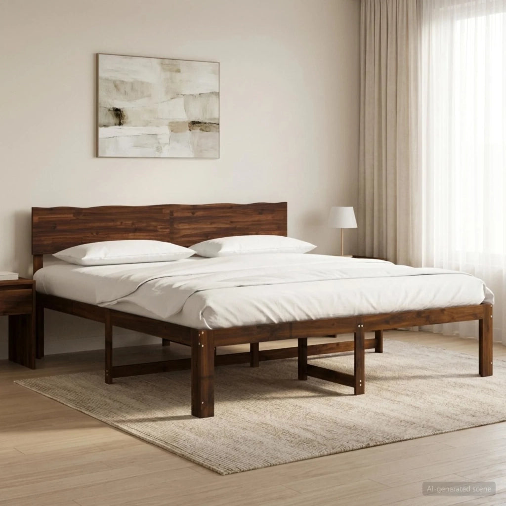 Letto matrimoniale con testiera ROSTOCK Marrone Scuro 3405437