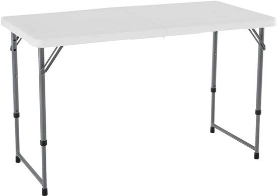 Tavolo pieghevole regolabile in altezza - flessibile e pratico - bianco - 121,9x61 cm