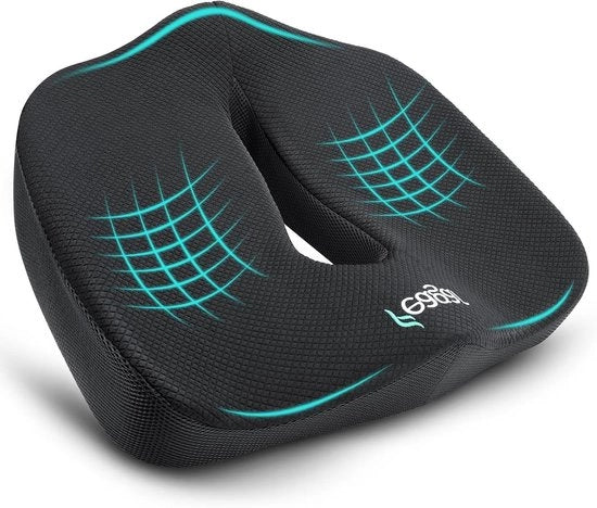 Cuscino ortopedico ergonomico per seggiolini da ufficio - schiuma a bassa densità - spessore XXL - 90-150 kg - nero - alleviamento del dolore per lunghi periodi di seduta