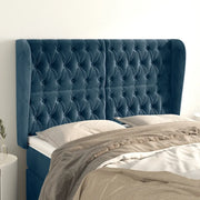 Testiera ad Orecchio-Testata con Orecchie Blu Scuro 163x23x118/128 cm in Velluto 546756