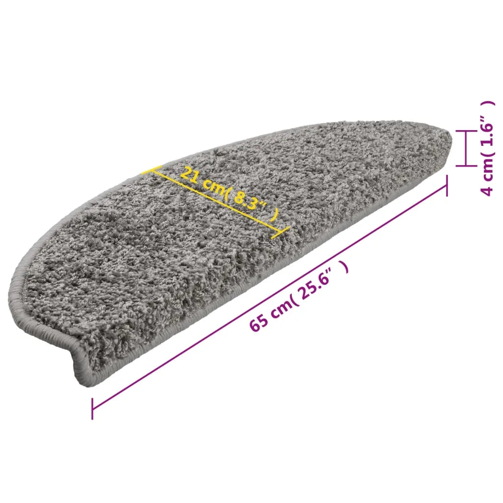 Tappetini per scale 15 pz 65x21x4 cm Grigio Semicircolari Grandi 133900
