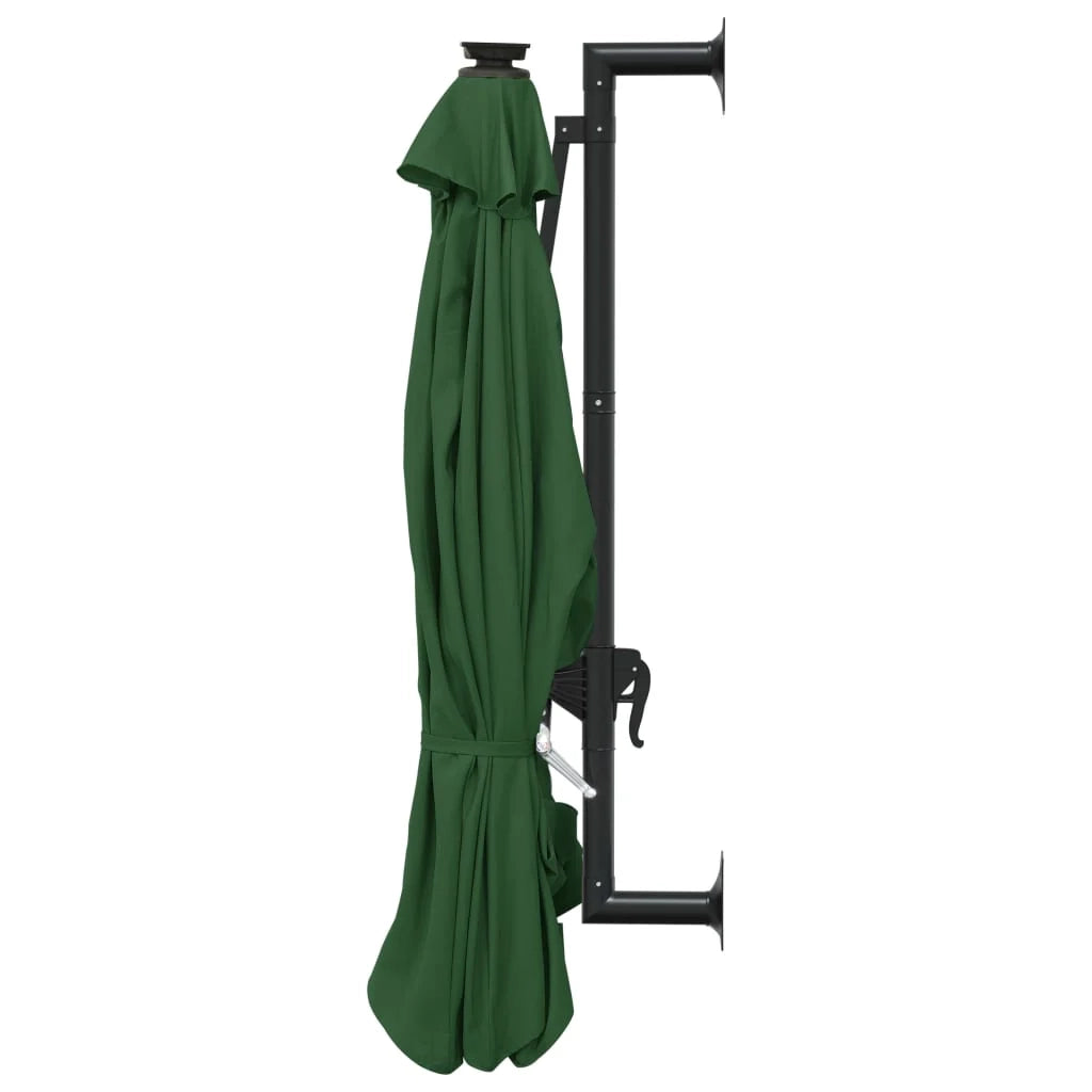 Ombrellone da parete con palo in metallo e LED 300 cm verde 02_0008697