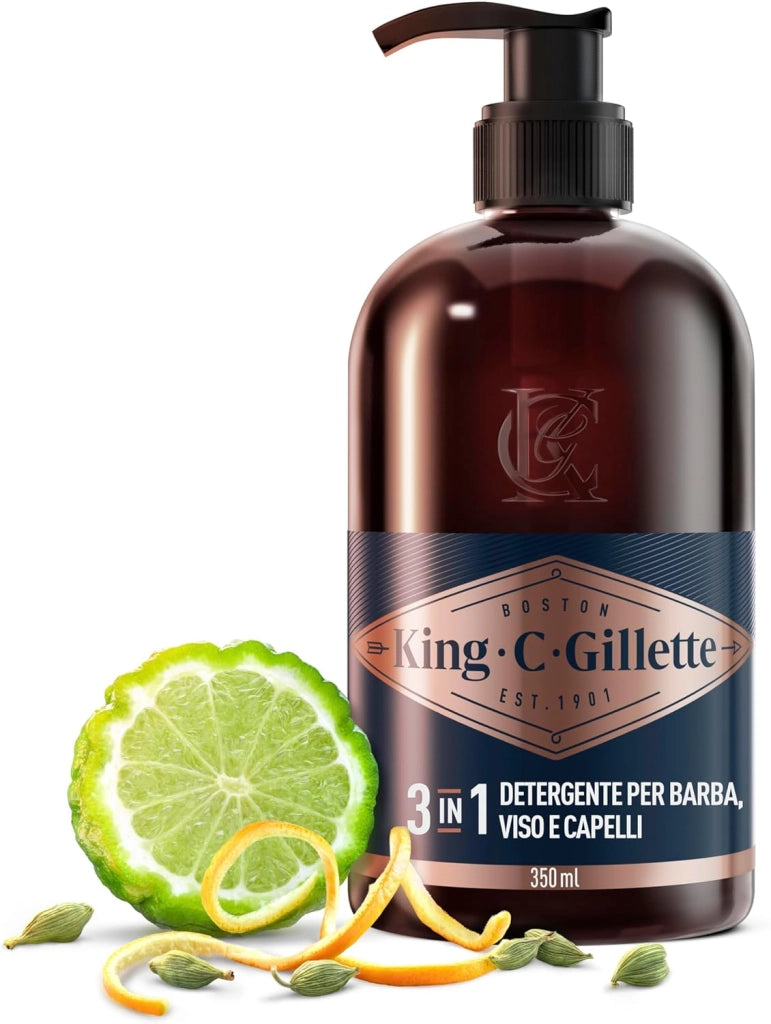 GILLETTE DETERGENTE BARBA KING C. 350 ML FORMULA 3 IN 1 PULIZIA E FRESCHEZZA