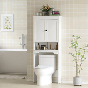 Mobile Sopra WC con Armadietto 65x22x161 cm in Legno Bianco