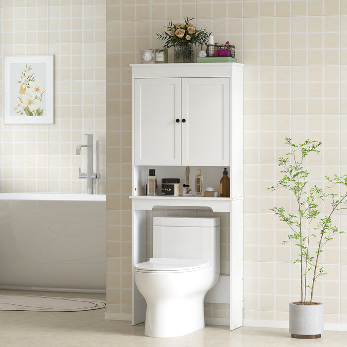 Mobile Sopra WC con Armadietto 65x22x161 cm in Legno Bianco