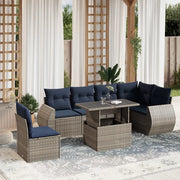 Set Divani da Giardino 7 pz con Cuscini Grigio in Polyrattan 3268571