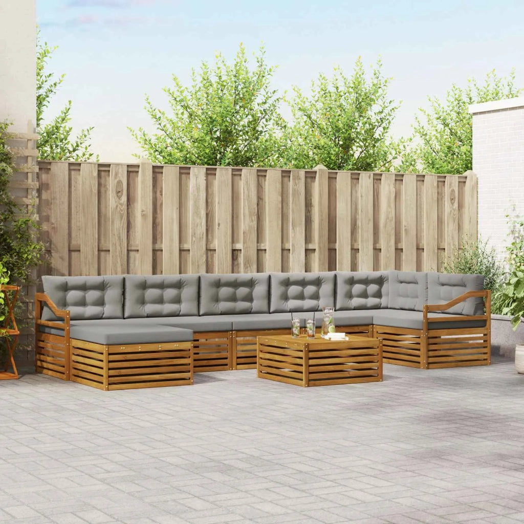 Set di divani da esterno 8 pcs Grigio Naturale e Chiaro 3373876