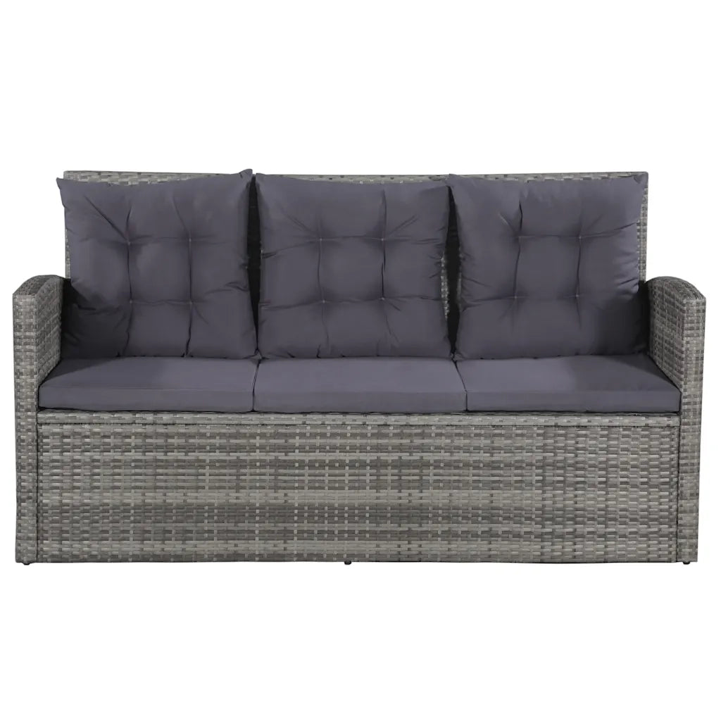Set Divani da Giardino 6 pz con Cuscini in Polyrattan Grigio 43960