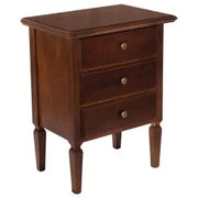 Comodino spillo in legno noce scuro arte povera conpomelli bronzo anticato