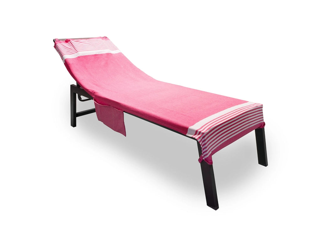 Telo Mare Lettino Spiaggia Piscina Con Cuscino E Tasche Modello Palau Fucsia