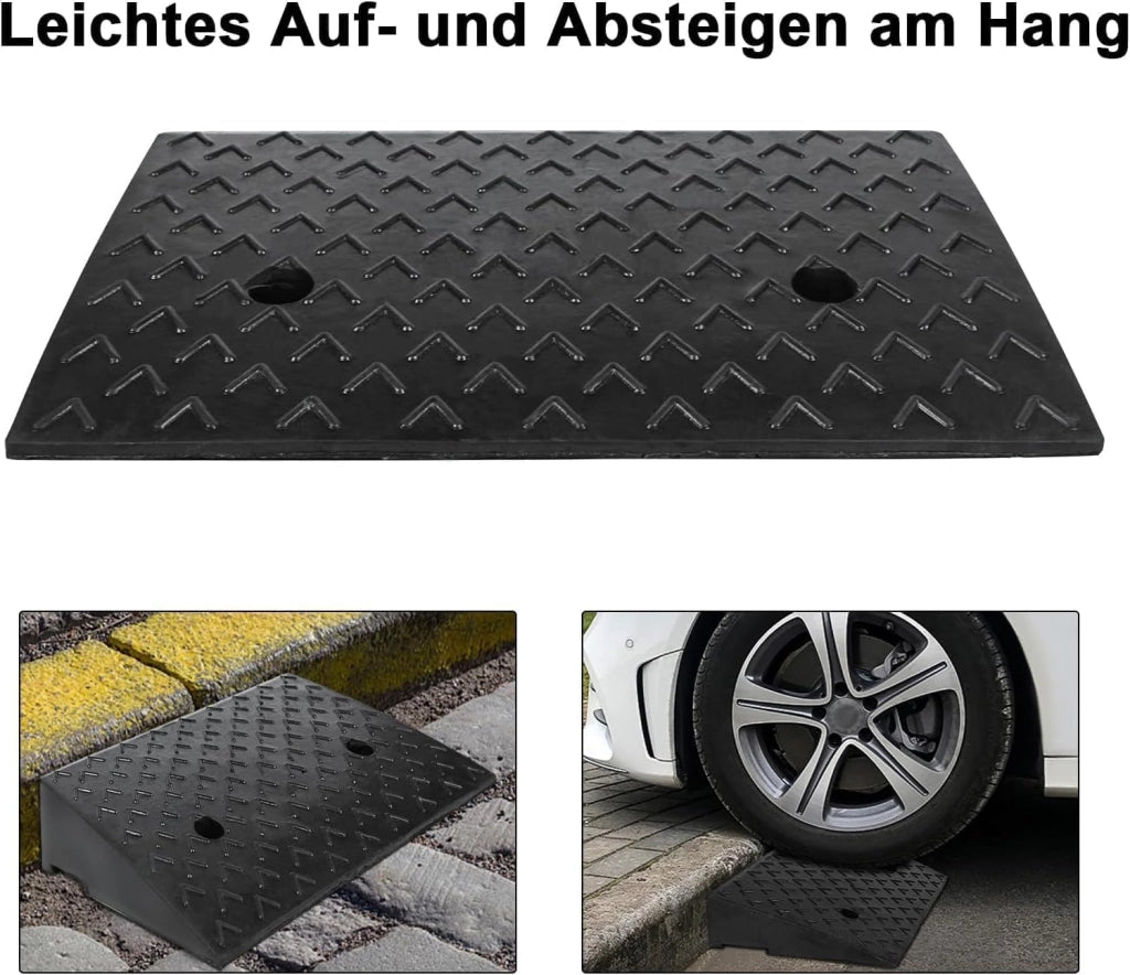 Set di 4 rampe per soglia in gomma, 10 cm, portatili, con superficie antiscivolo, per auto, sedia a rotelle