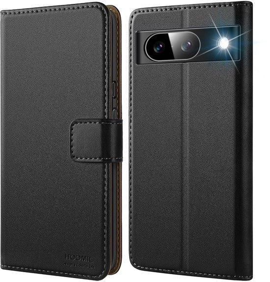 MagFlip Case - Hoes in pelle pregiata - Copertura protettiva - Nero - Telo ripiegabile per smartphone - Adatto per Google Pixel 8A - 6.1 pollici