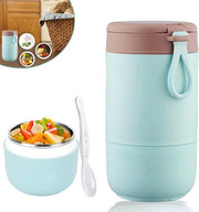 Porta yoghurt 450 ml 300 ml porta muesli contenitore in acciaio inossidabile cucchiaio senza lattosio 2 compartimenti 5 ore caldo lavoro scuola Kiga - blu porta yoghurt to go