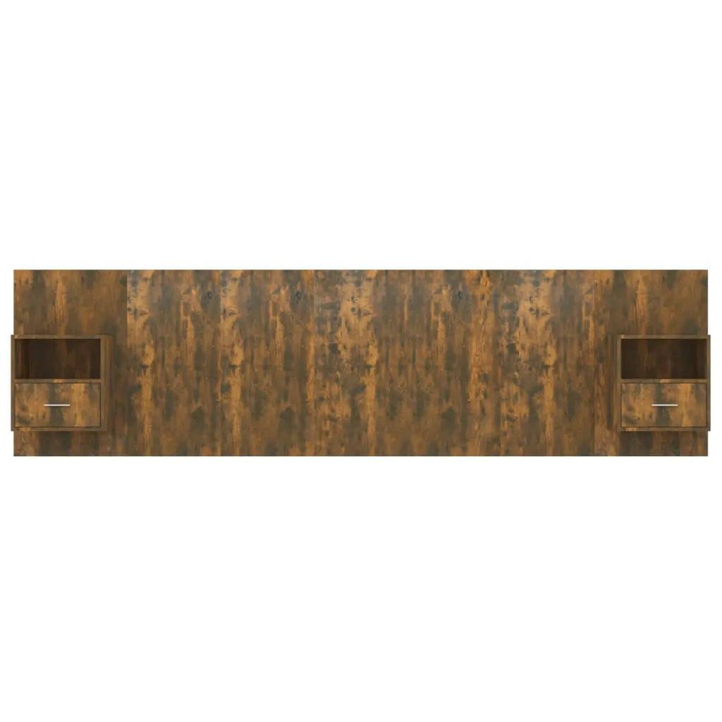 Testiera Letto con Comodini Rovere Fumo in Legno Multistrato 3115745