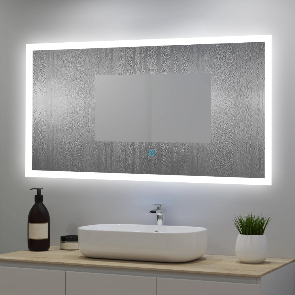 Aica LED Specchio da bagno 120×70 cm + luminosità regolabile a 3 colori + antiappannamento