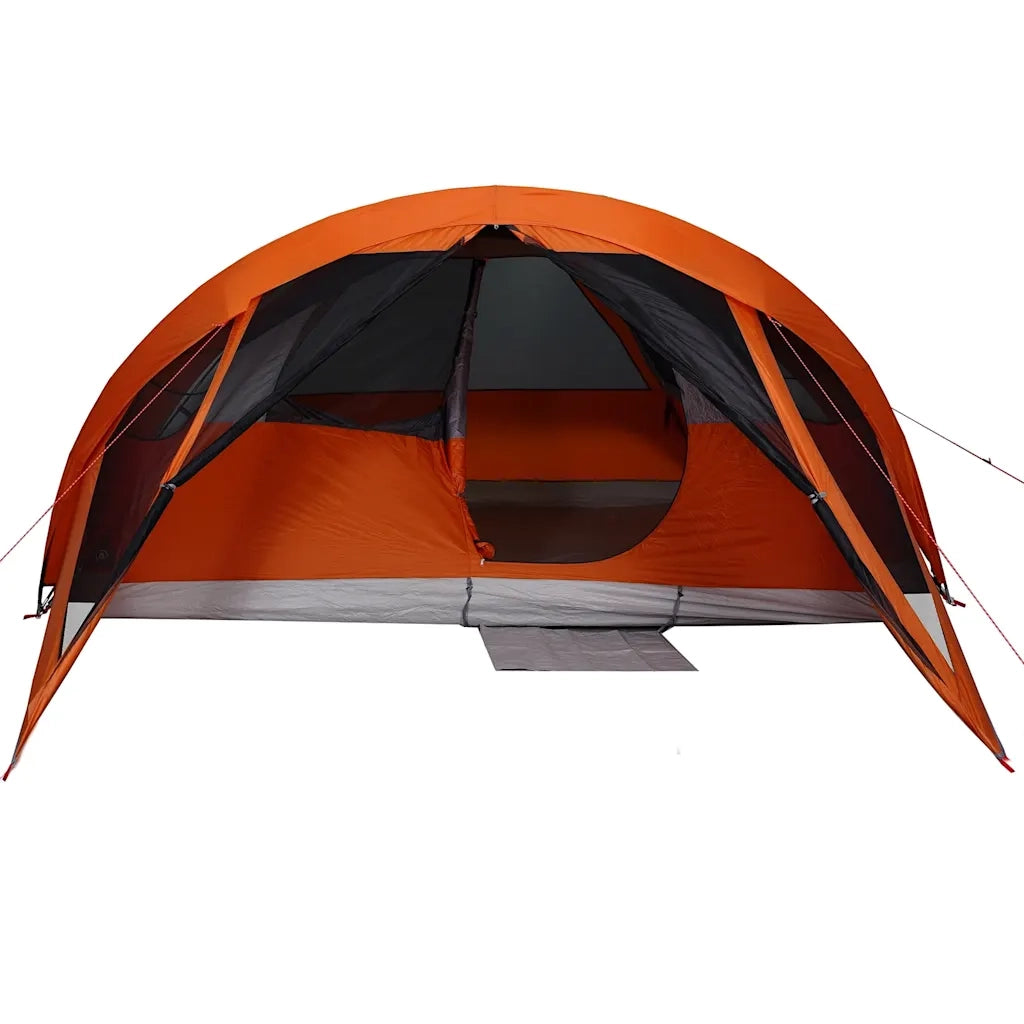 Tenda Familiare Cabina 6 Persone-Tenda da campeggio Grigia Arancione Impermeabile 337047