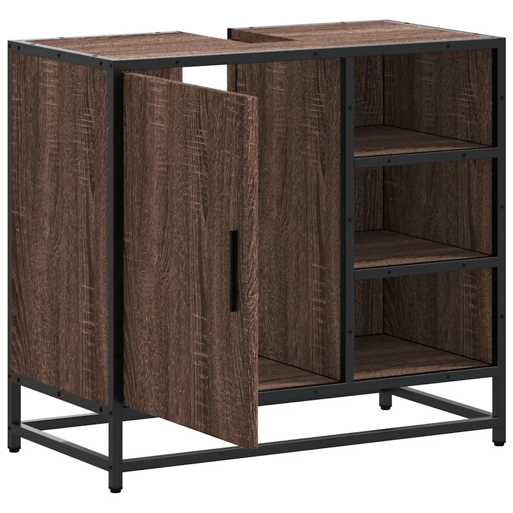 vidaXL Mobile Lavabo Bagno Rovere Marrone 65x33x60cm Legno Multistrato