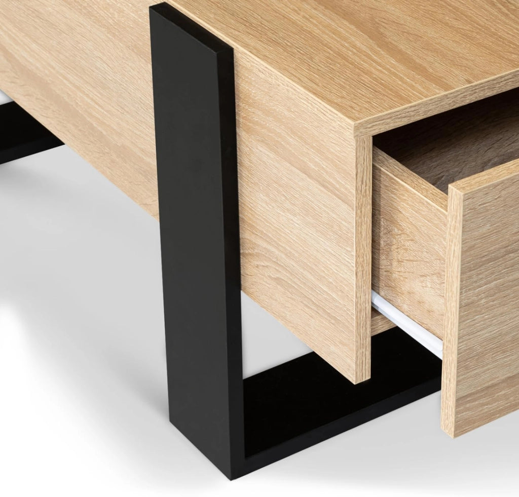Tavolino PHOENIX con cassetti 100 cm in legno nero