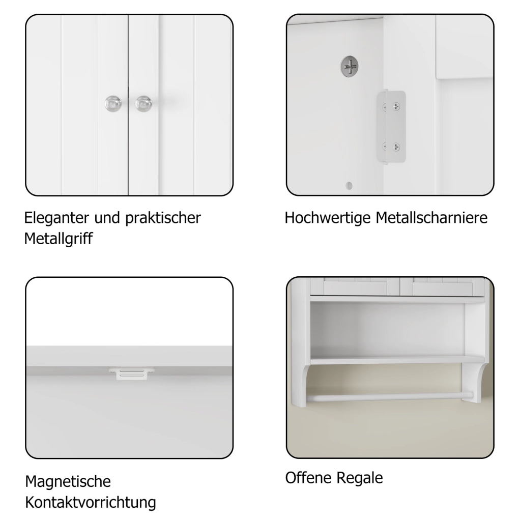 Armadio pensile da bagno bianco in MDF con ripiani regolabili