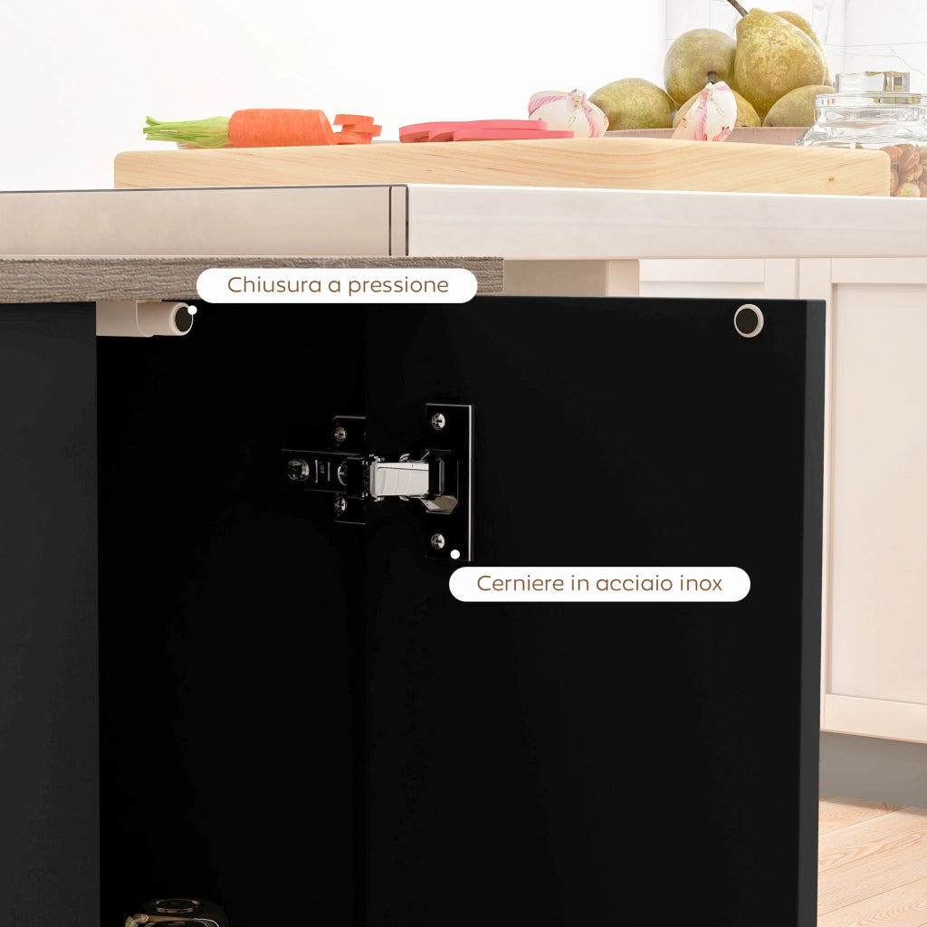 Isola Cucina con 2 Ripiani e 2 Armadietti ¨C zephmum ¨C MDF, Rovere e Nero, 105x60x82 cm
