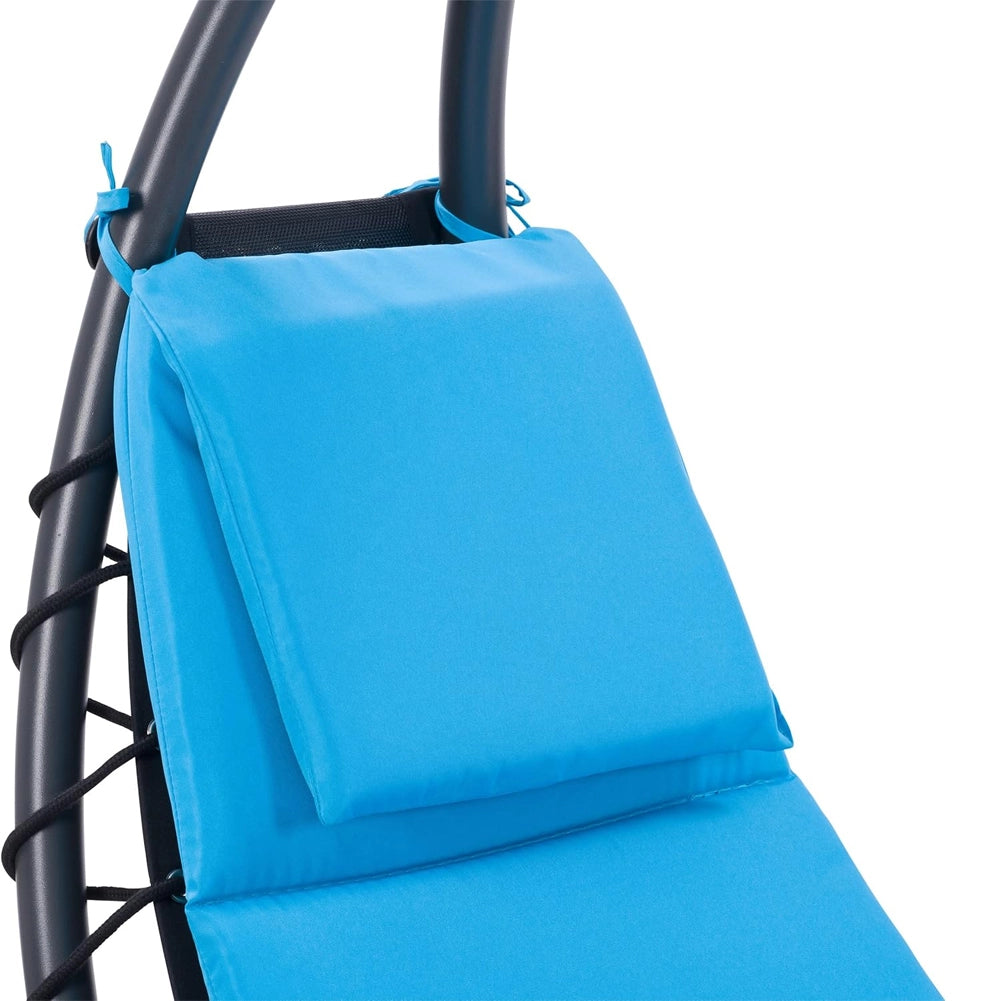 Lettino Sdraio Prendisole con Ombrellone Parasole Amaca da Giardino in Acciaio Blu