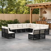 Set Divano da Giardino 13 pz Nero polyrattan 3434992