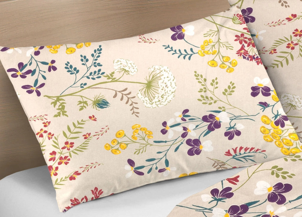 Sacco Copripiumino Piumone Letto In 100% Cotone Disegno Fiori Flower Garden Mod RP Made Italy - Piazza E Mezza - Fiori