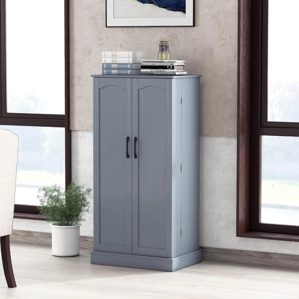 Credenza da Cucina, Mobile da Cucina Moderno con 6 Ripiani Regolabili, per Cucina, Sala da Pranzo e Soggiorno, 60 x 40 x 120 cm (Grigio)