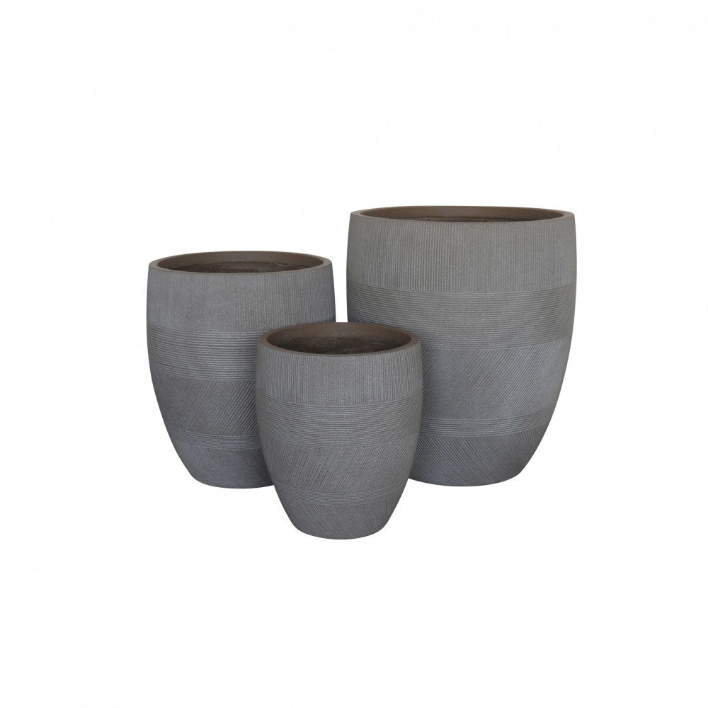 Set di 3 vasi  Papavero in Fibra sintetica Taupe