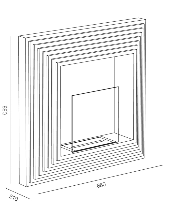 Camino a Bioetanolo da Incasso 88x20x88 cm 2500W 1,3L Elysium Nero