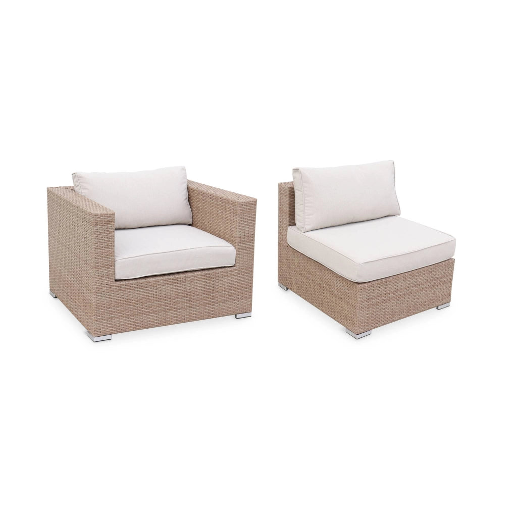 Salotto da giardino in resina intrecciata, 5 posti, beige