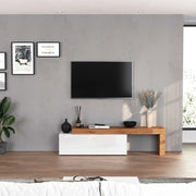 WHOUS Mobile porta tv Chronos estensibile con 1 anta a ribalta bianco/rovere 180/290x40x51 cm