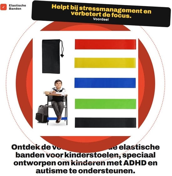 Cinture di rilassamento - 5 pezzi - per seggiolino per bambini - gestione dello stress - ADHD/Autismo - innovativo aiuto - materiale molto elastico - cinture di rilassamento
