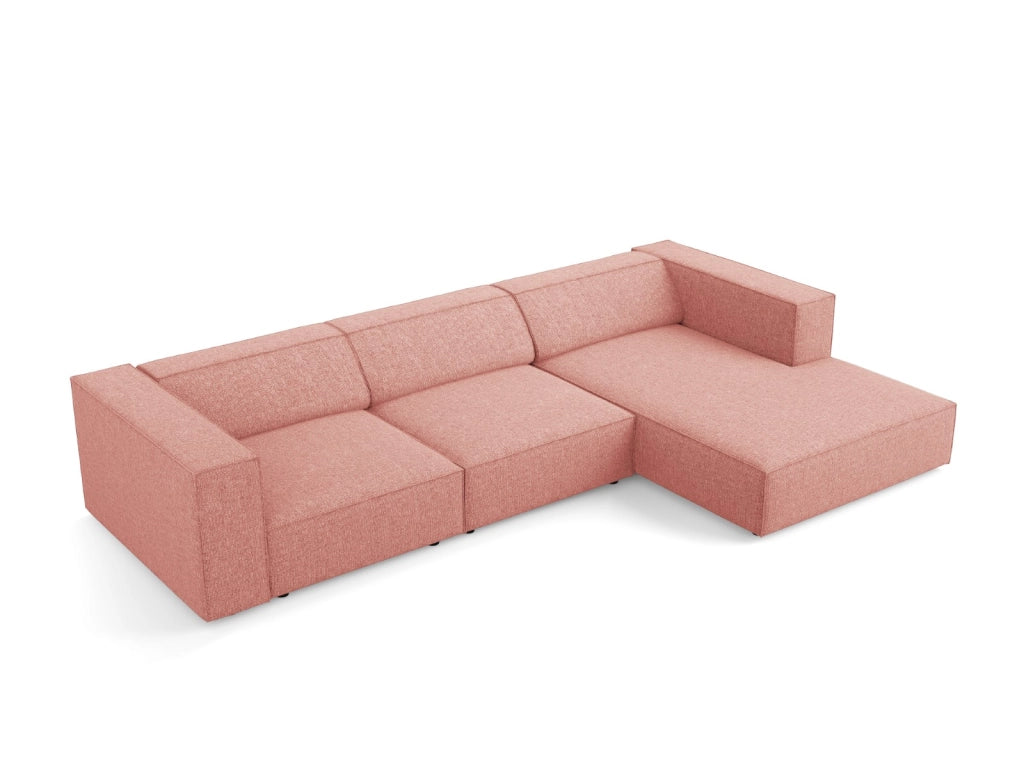 Cosmopolitan Design - Divano angolare destro "Arendal" 4 posti in ciniglia rosa 