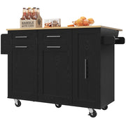 Carrello da cucina con piano ribaltabile; vani contenitore e ruote bloccabili; MDF nero; 110 x 46 x 90;5 cm